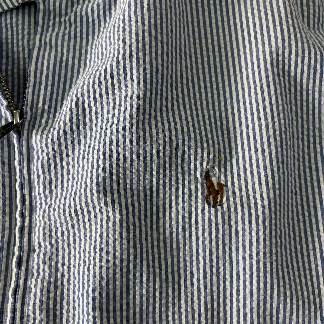 105 폴로랄프로렌 시어서커 스트라이프 넥버튼 블루종 자켓 상품이미지4