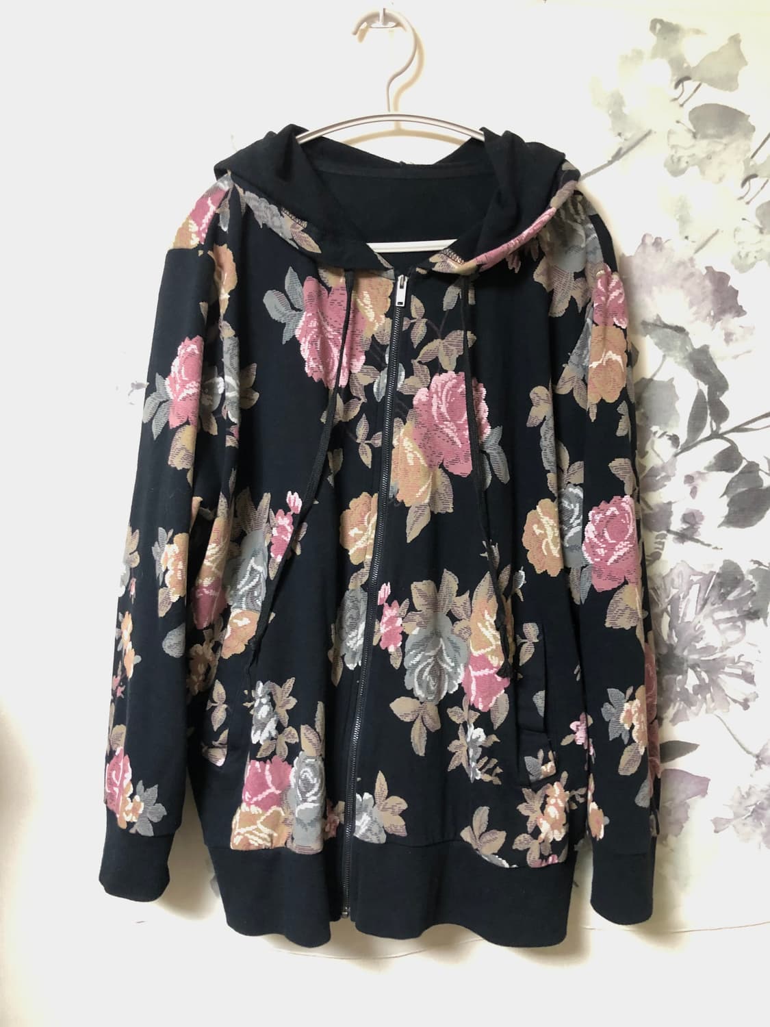빈티지 플로럴 프린팅 패턴 후드집업 상품이미지2