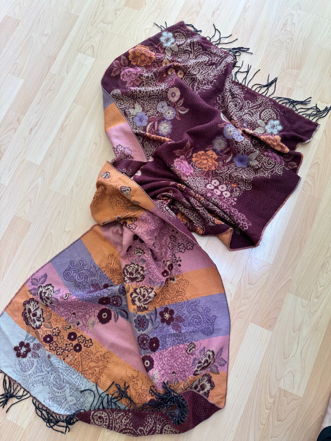 Vtg 빈티지 플라워 패턴 양면 머플러 스툴 상품이미지3