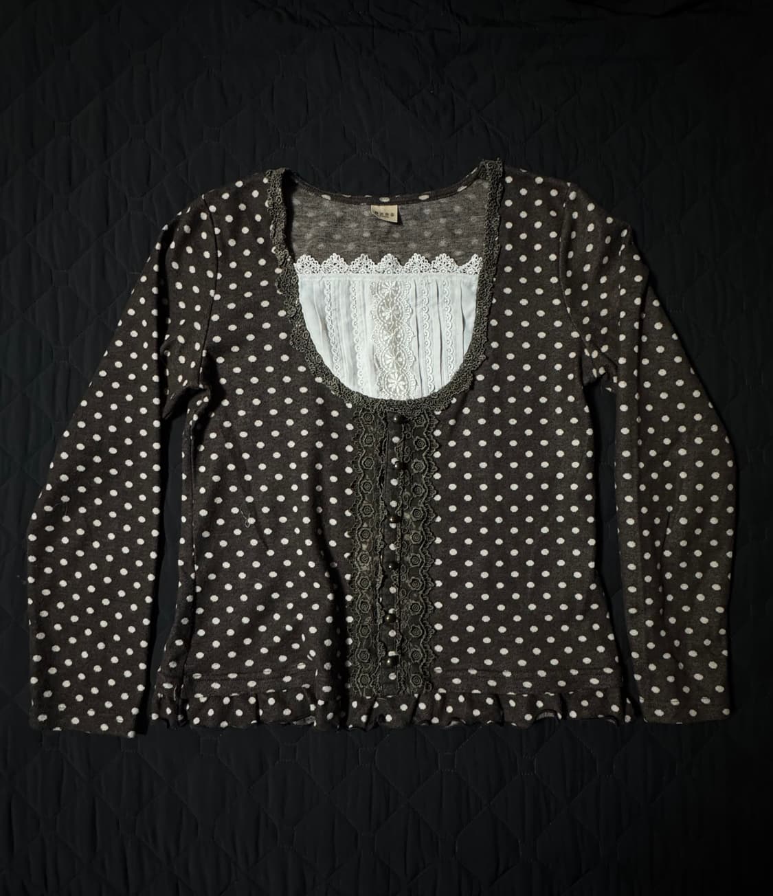 [axes femme] 앤틱 도트 프릴 티셔츠 상품이미지1