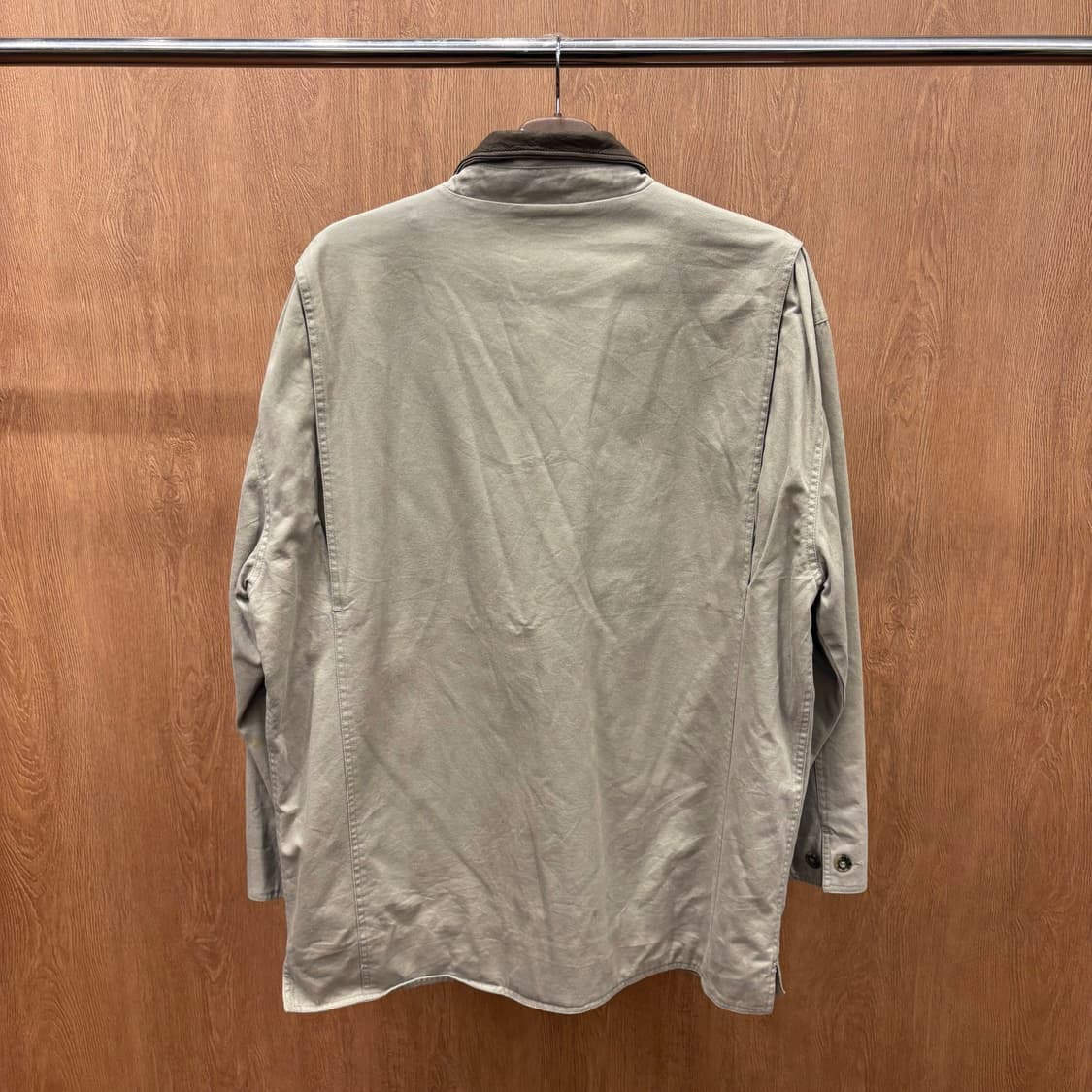 LEE 코튼 워크 자켓 브라운 레더 배색 카라 로고 자수 디테일 베이지 상품이미지3