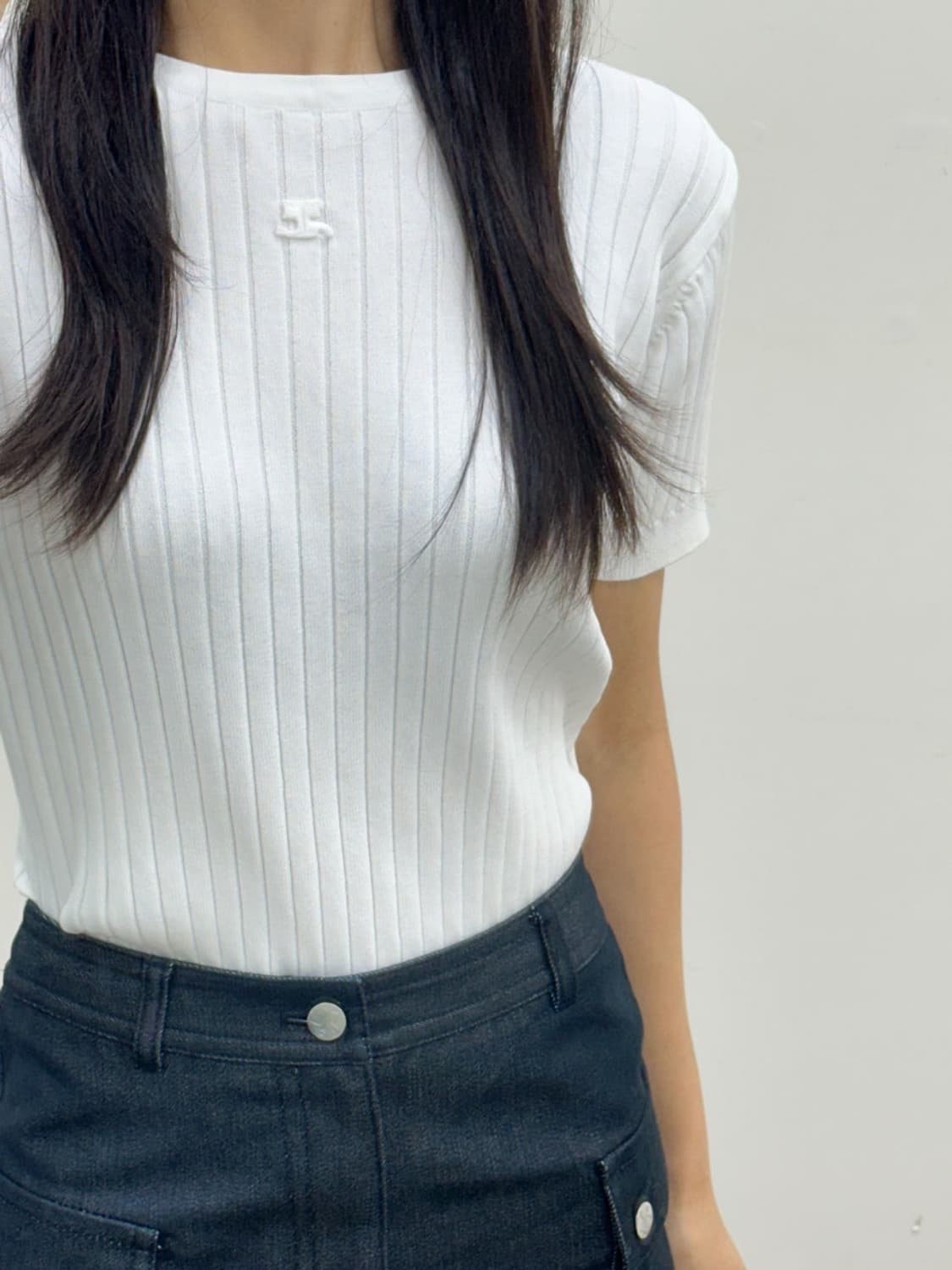 courreges / 꾸레쥬 화이트 코튼 반팔 니트 상품이미지2