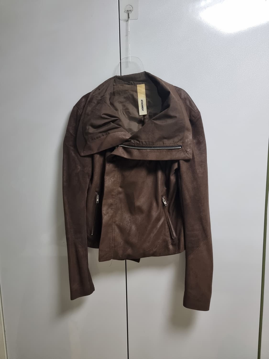 다크브라운 스웨이드 그런지 하이넥 자켓 릭오웬스 느낌 상품이미지4