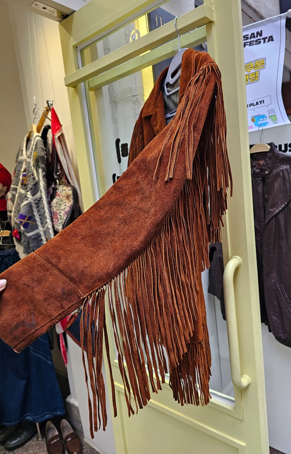 Goo-kay 오렌지브라운 프린지 레더 자켓 상품이미지6