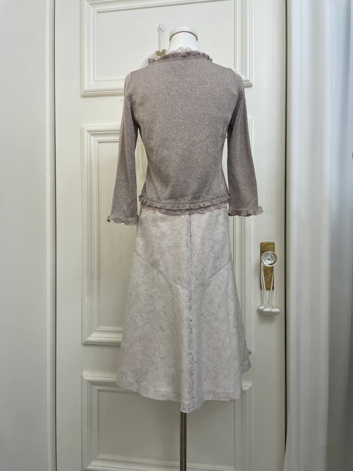 dark lavender glitter lace trim cardigan 상품이미지3