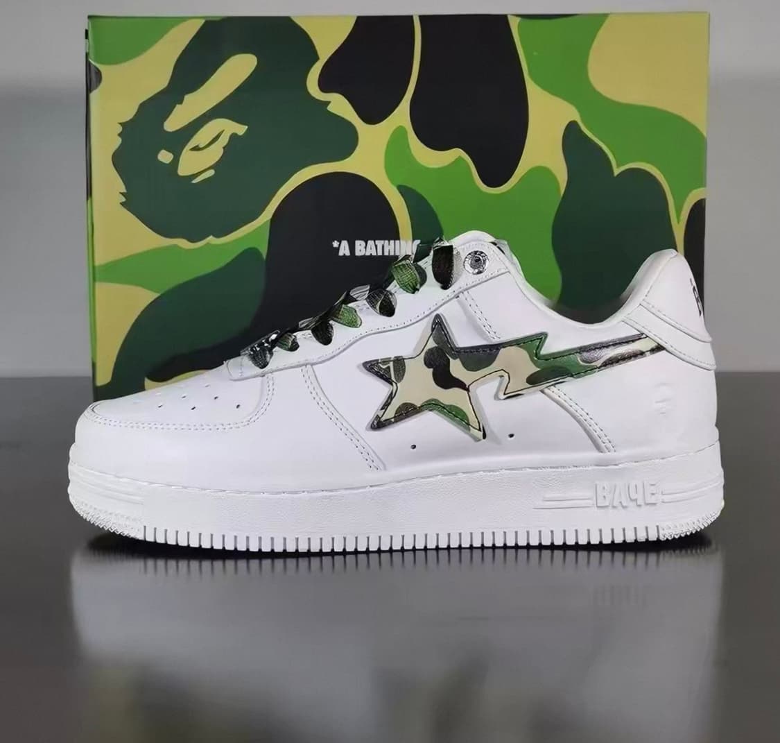 베이프 ABC 카모 베이프 스타 로우 스니커즈 그린 상품이미지1