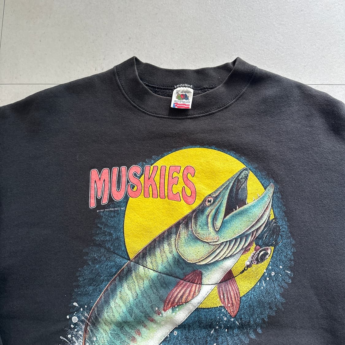 90s MADE IN USA 프룻오브룸 피싱 맨투맨 XL 상품이미지2