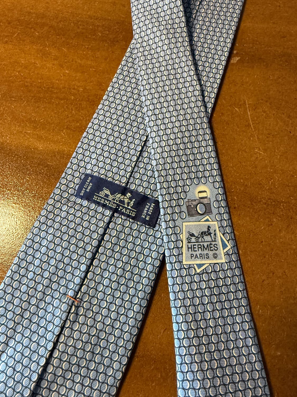 에르메스 HERMES 서클 패턴 실크 넥타이 블루 상품이미지1