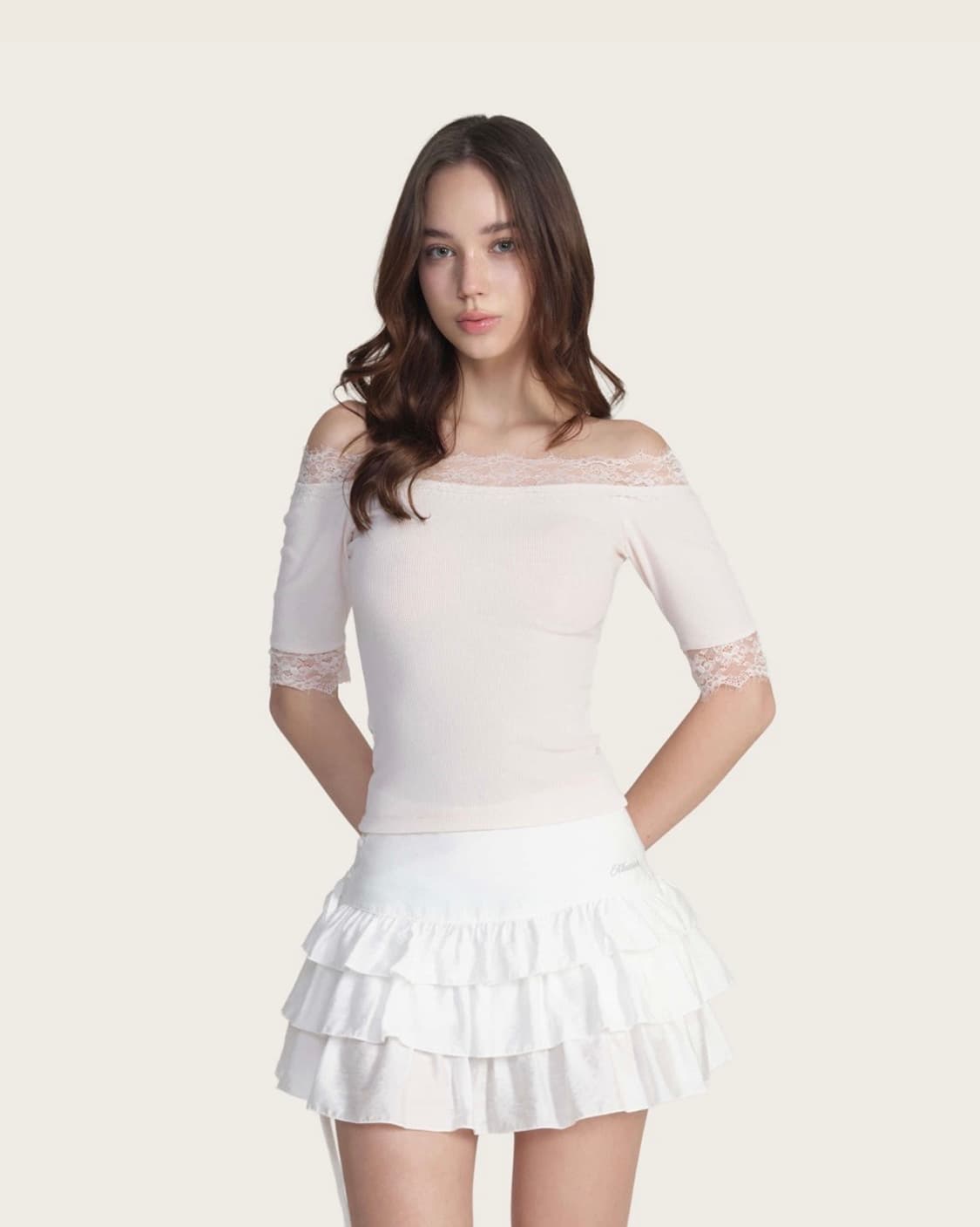 클리시어 - Cream donuts Off-Shoulder Top 상품이미지1