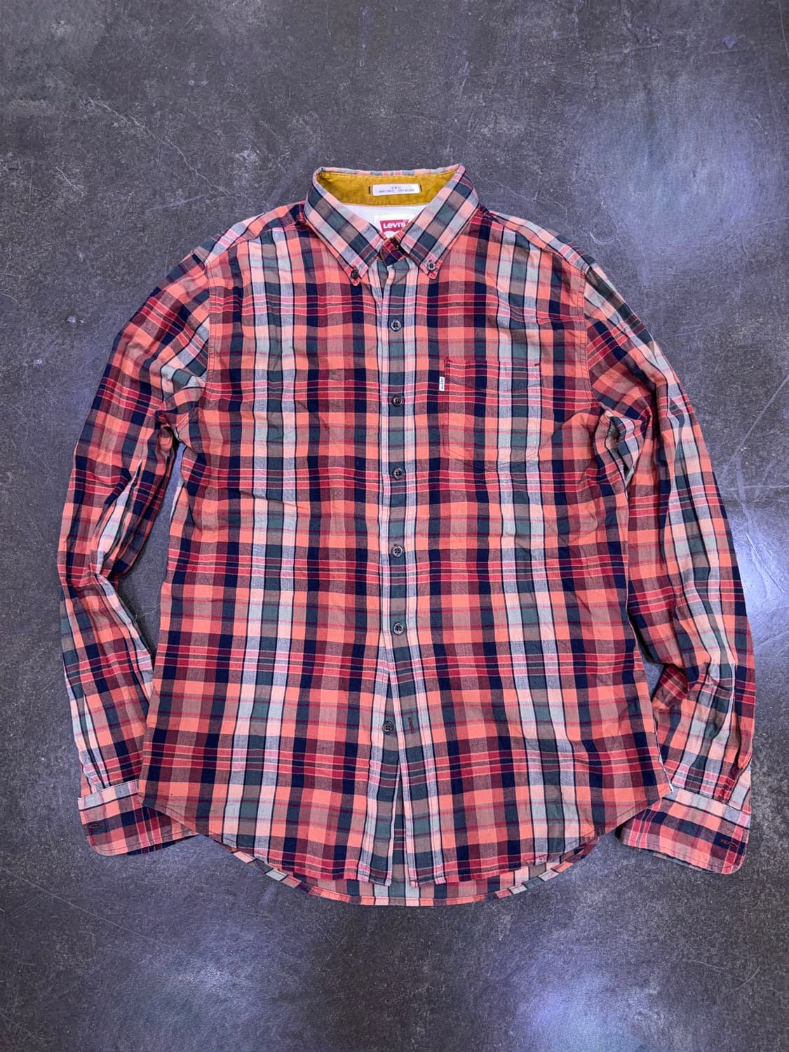 리바이스 슬림핏 린넨 원포켓 캐쥬얼 체크셔츠 남방 M 상품이미지1