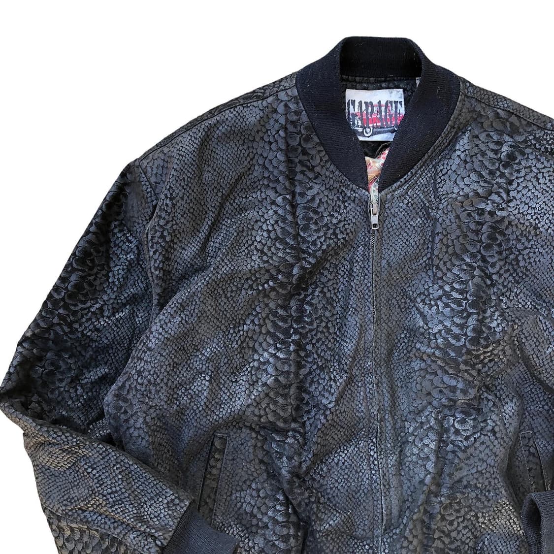 [L] 빈티지 뱀가죽 패턴 가죽 레더 자켓 상품이미지4