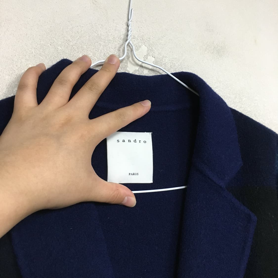 SANDRO 산드로 프린지 체크 울 코트 36 상품이미지3