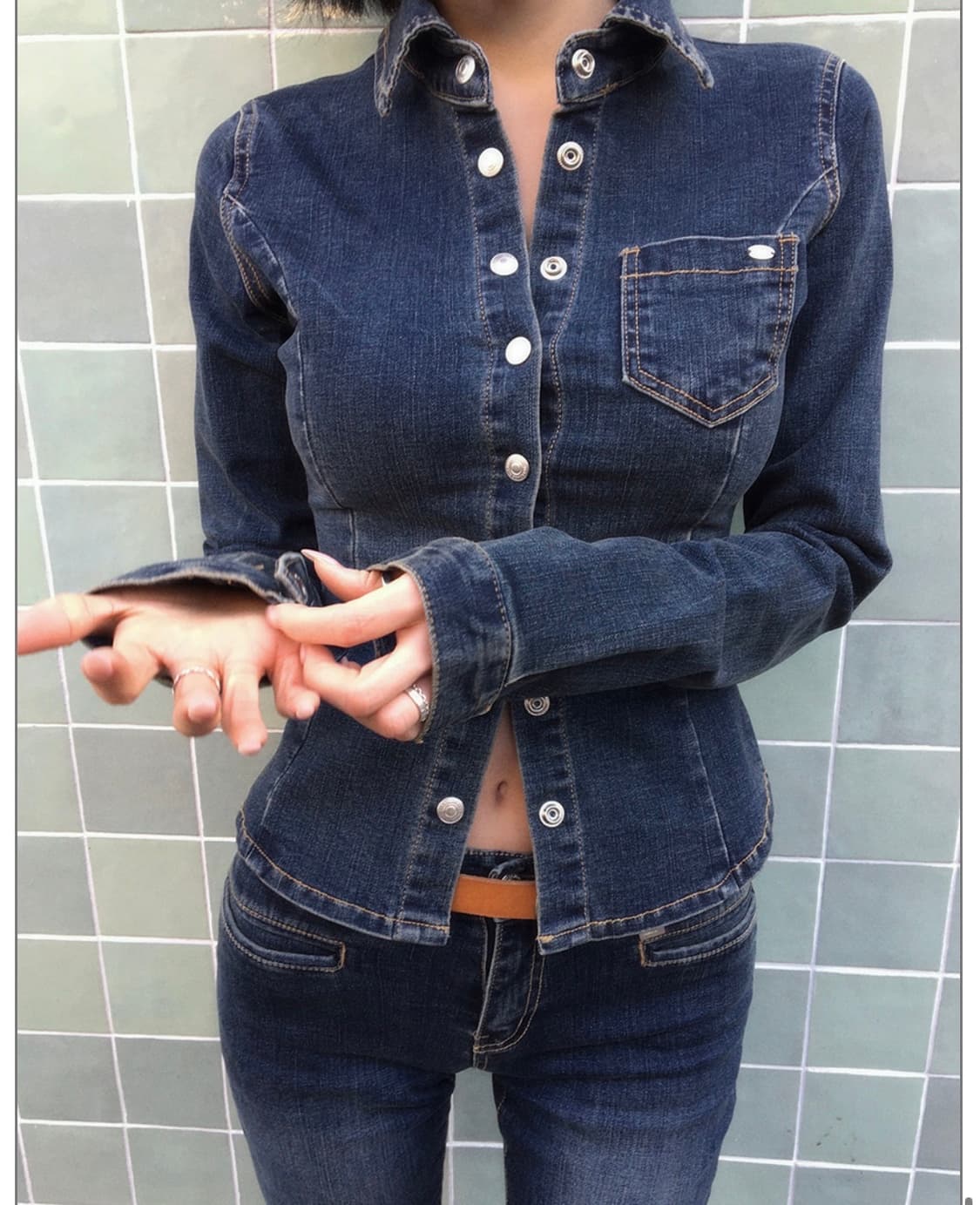 Palejade 페일제이드 Vintage Snap Denim Shirts 상품이미지3