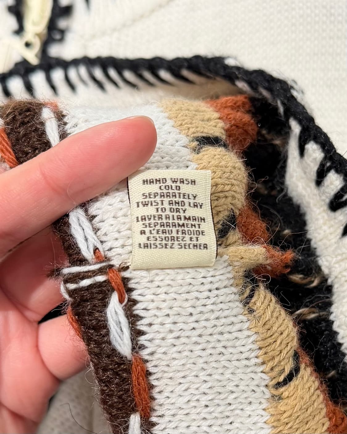 빈티지 캐롤리나 케이 아이보리 배색 니트 집업 가디건 상품이미지9