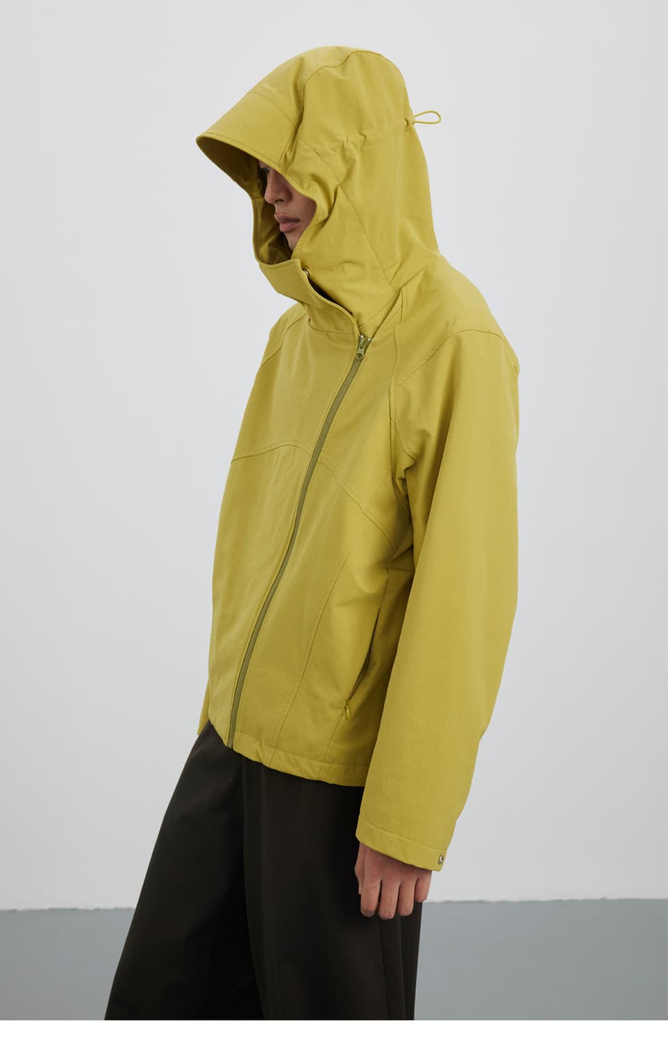 Diagonal Placket High Collar Hooded 자켓 상품이미지1