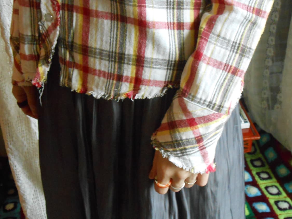 선라이즈 체크 데미지 셔츠 상품이미지3