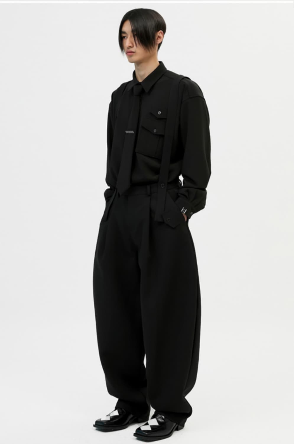 necktie shirt and brooch(black) 상품이미지4