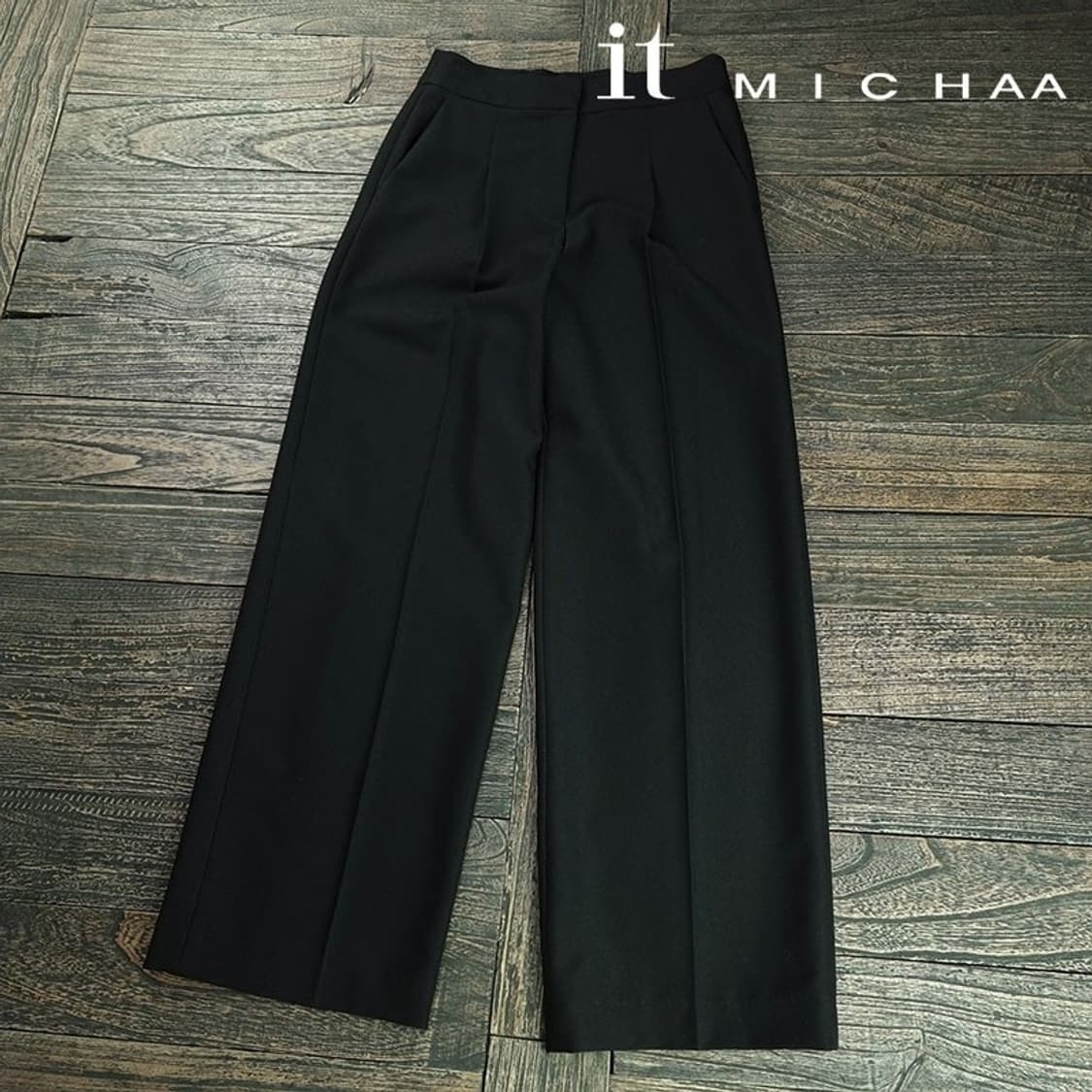 [잇미샤] 24 F/W 핀턱 와이드 팬츠 블랙 M19492 상품이미지1
