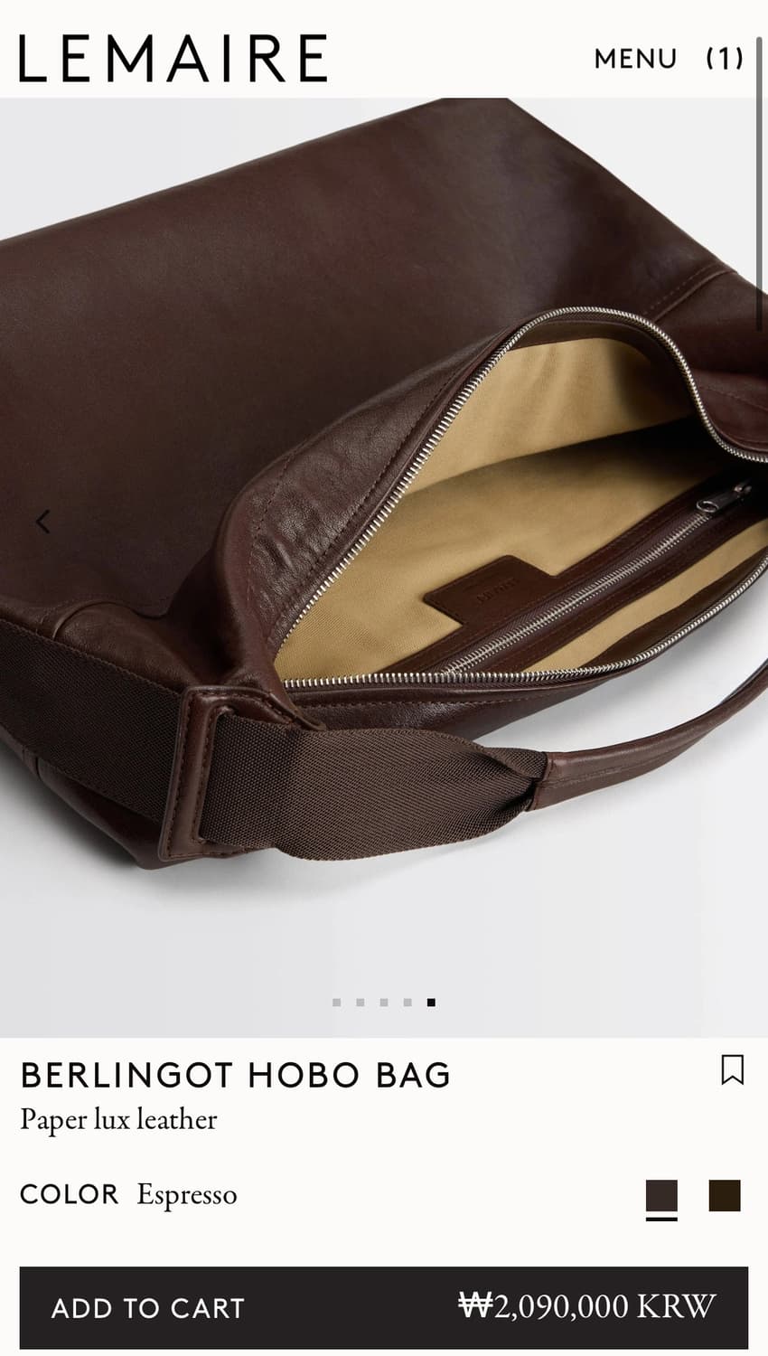 르메르 25fw BERLINGOT 베를랭고 호보백/에스프레소 상품이미지5