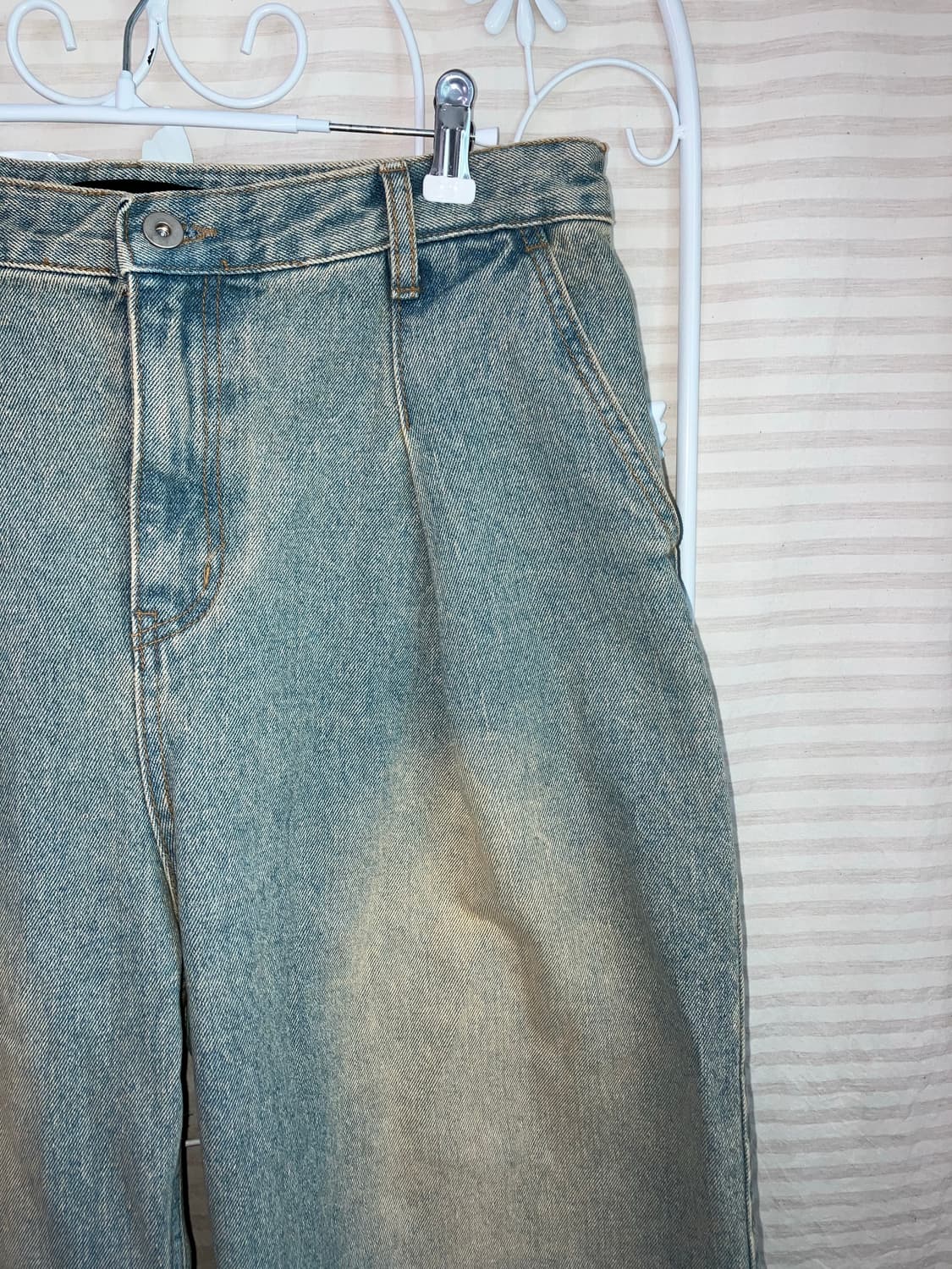 빈티지 연청 워싱 데님 팬츠 y2k 스트릿 갸루 펑키476 상품이미지4