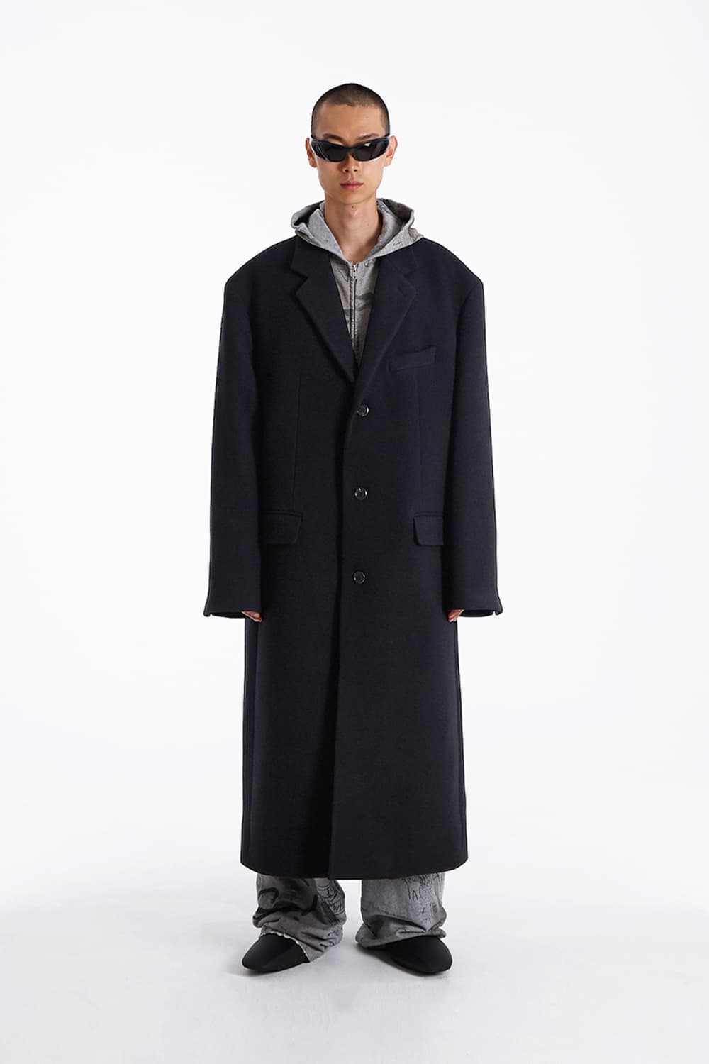 [S/105] MNGU 23FW 오버사이즈 테일러드 코트 블랙 상품이미지2