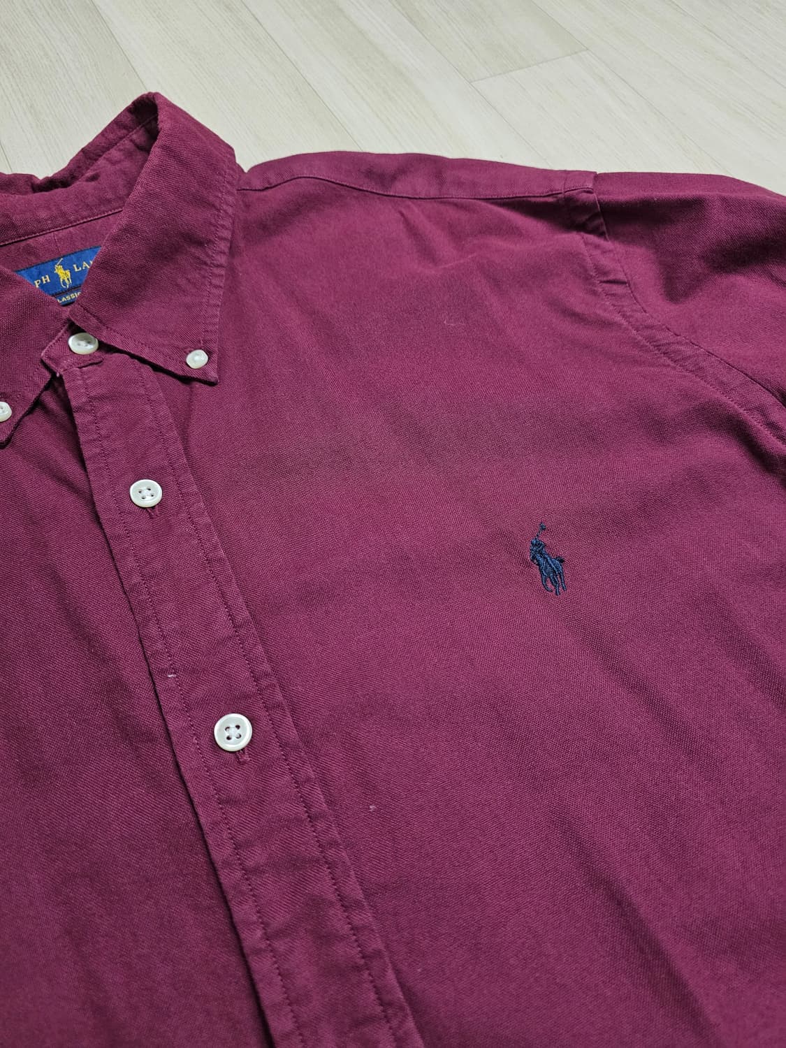 [XL] 폴로 랄프로렌 클래식 핏 와인 버튼다운 셔츠 상품이미지4