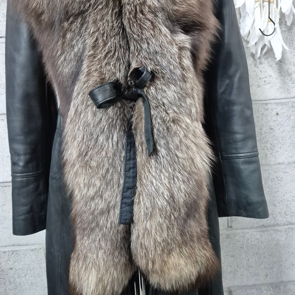 폭스배색 가죽코트 상품이미지3