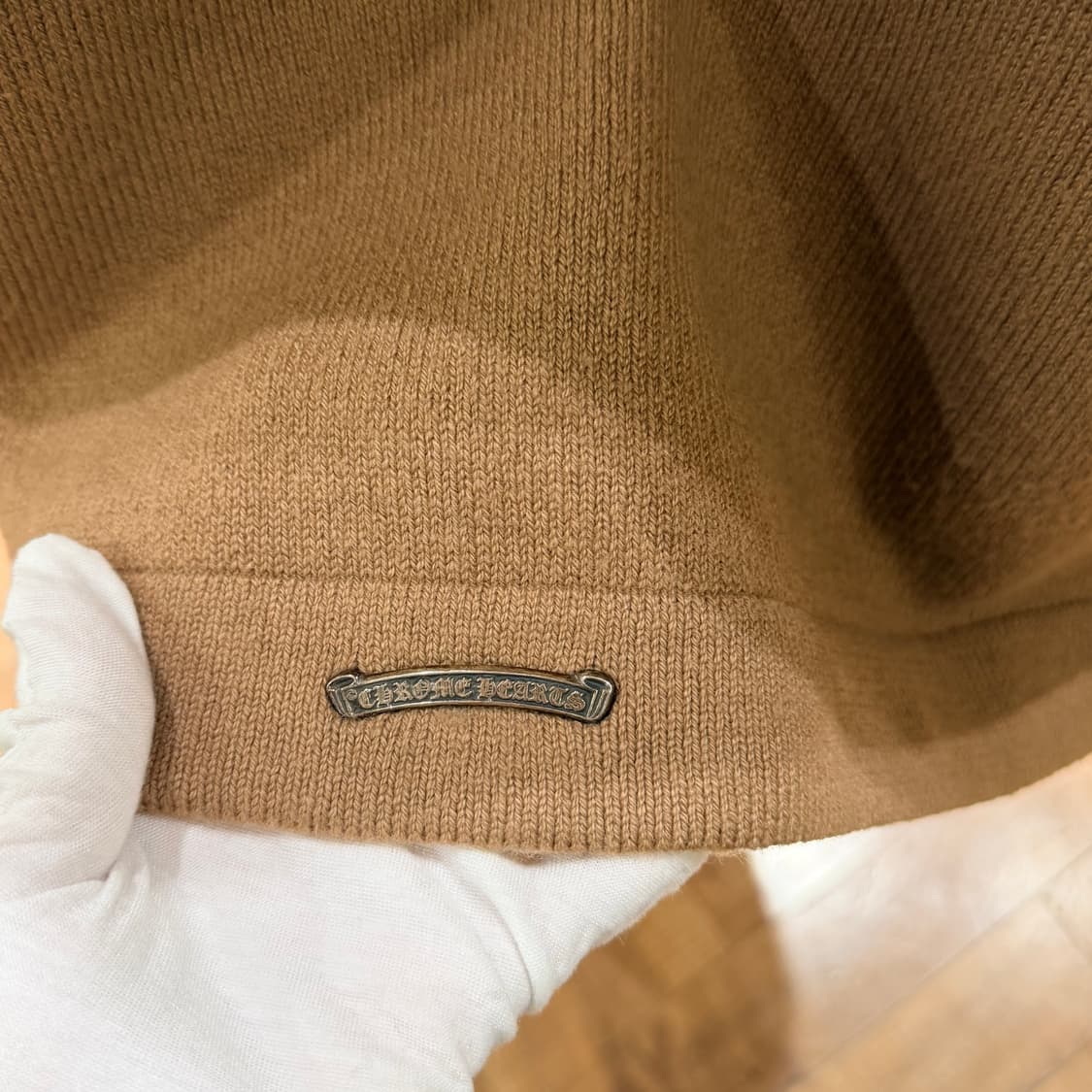 L사이즈 / 크롬하츠 트리플 크로스 스웨이드 패치 캐시미어 후드티 베이지 상품이미지6