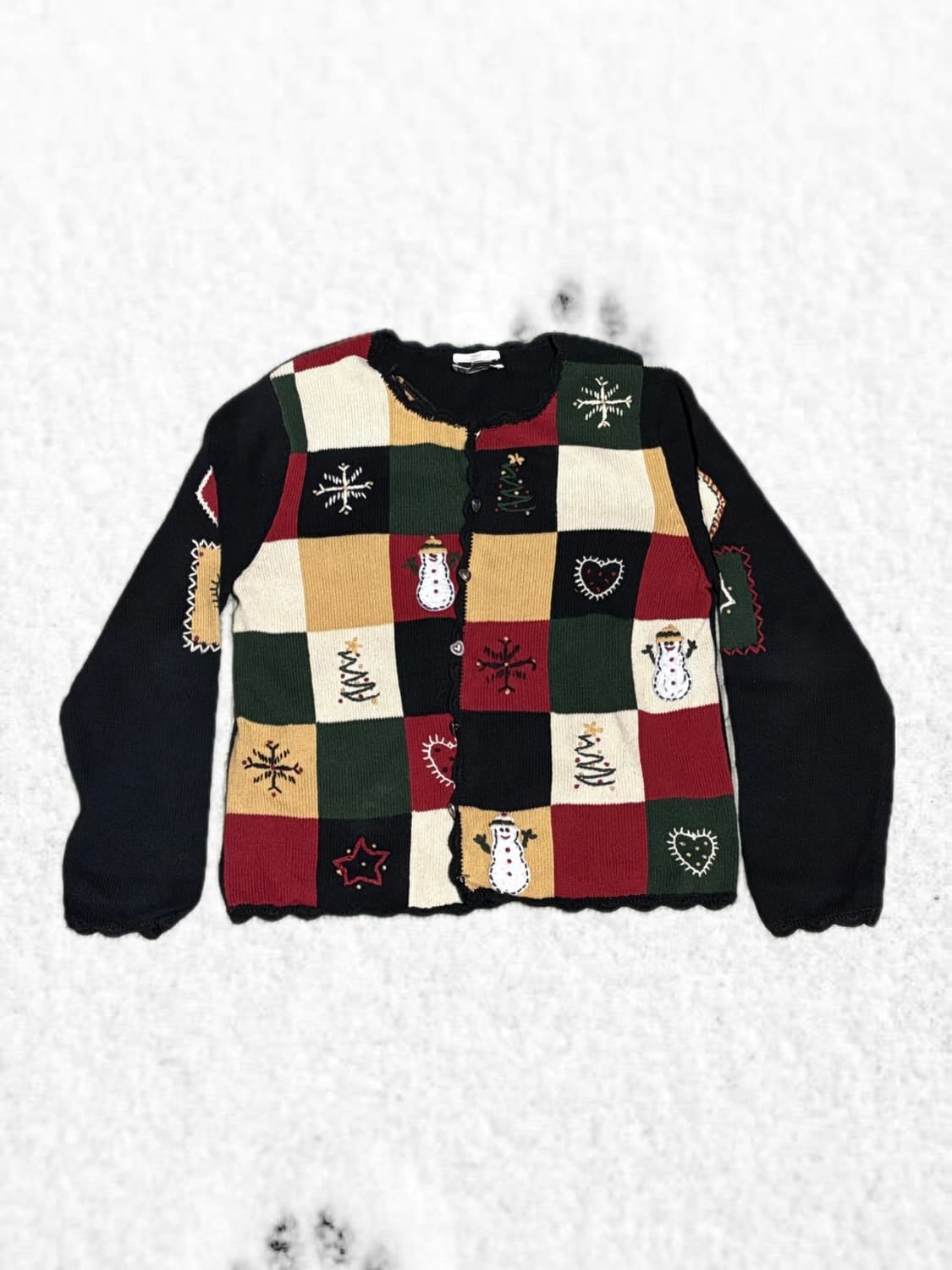 VINTAGE CHRISTOPHER BANKS 크리스마스 핸드니트가디건 상품이미지1