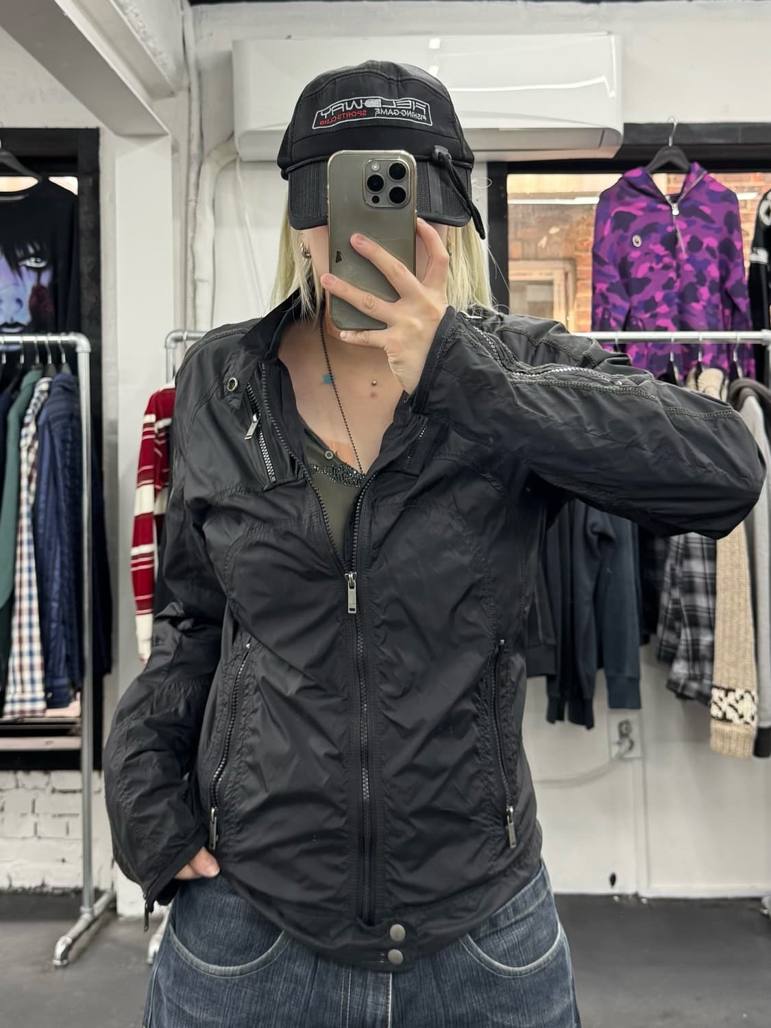 디젤 넥버튼 나일론 바이커 자켓 상품이미지6