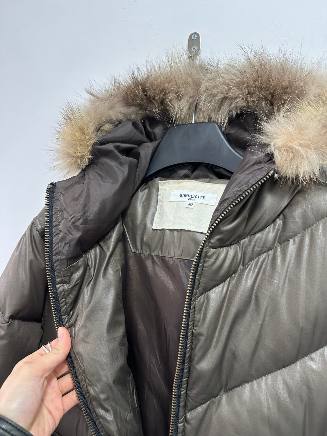 Raccoon fur brown crop puffer jacket 상품이미지3