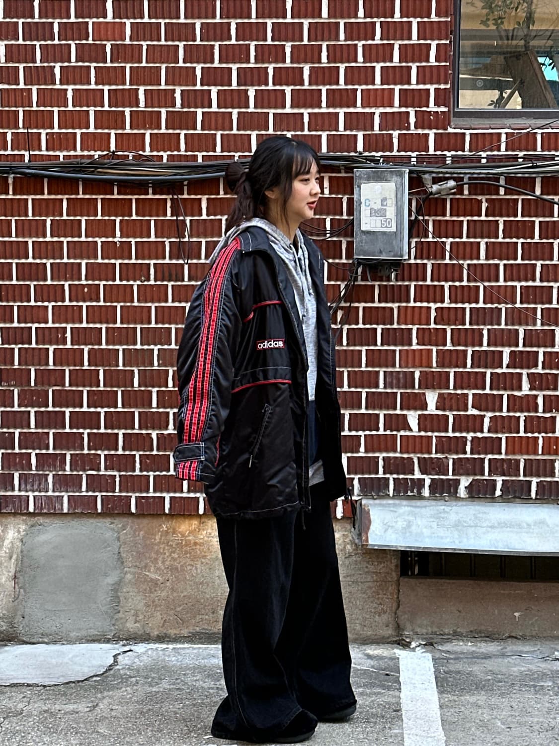 아디다스 바람막이 아베크롬비 후드 언발 펜츠 코디 상품이미지3