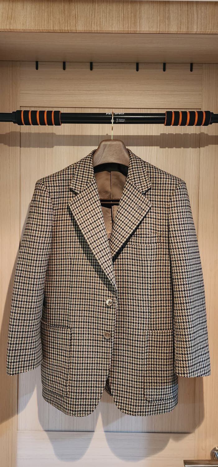 베이지 체크 모직자켓 M 상품이미지1