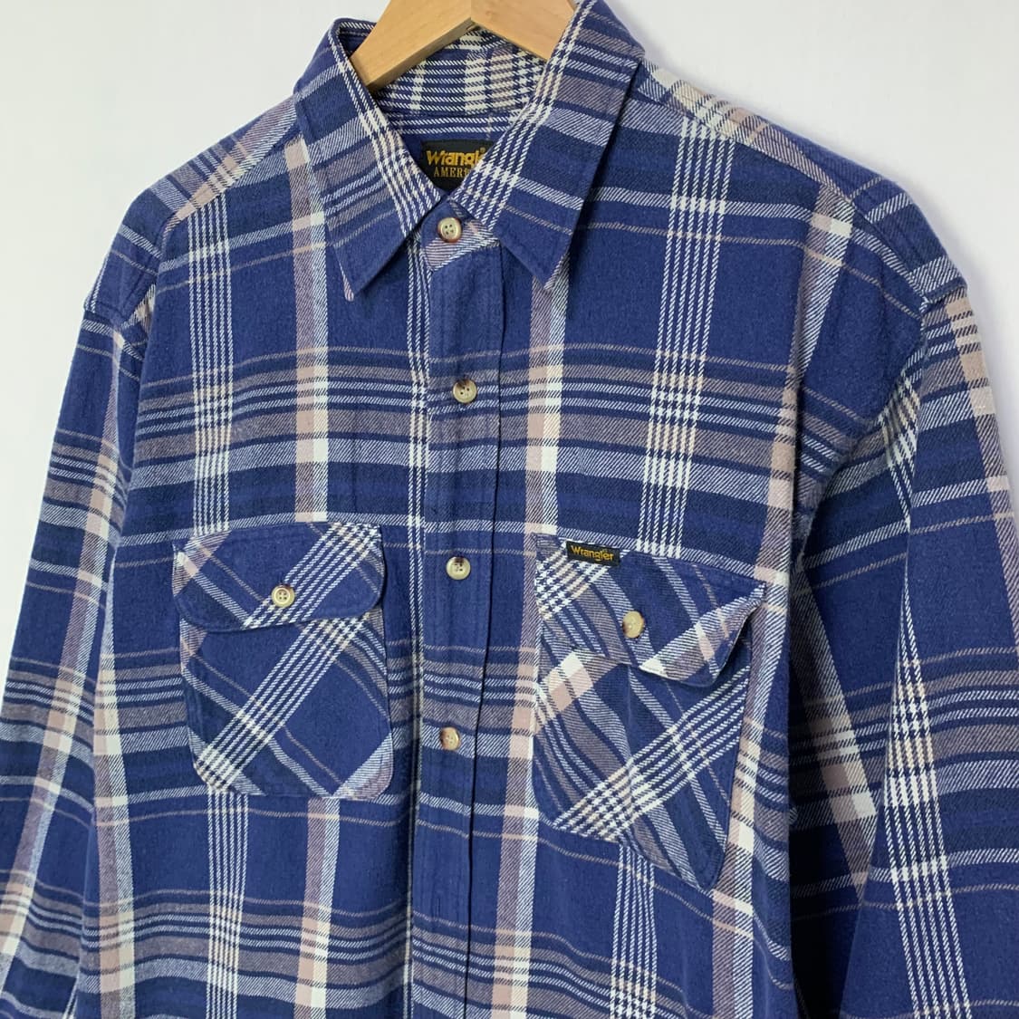 랭글러 네이비 체크 셔츠 남방 빈티지 남성 L 남녀공용 상품이미지2