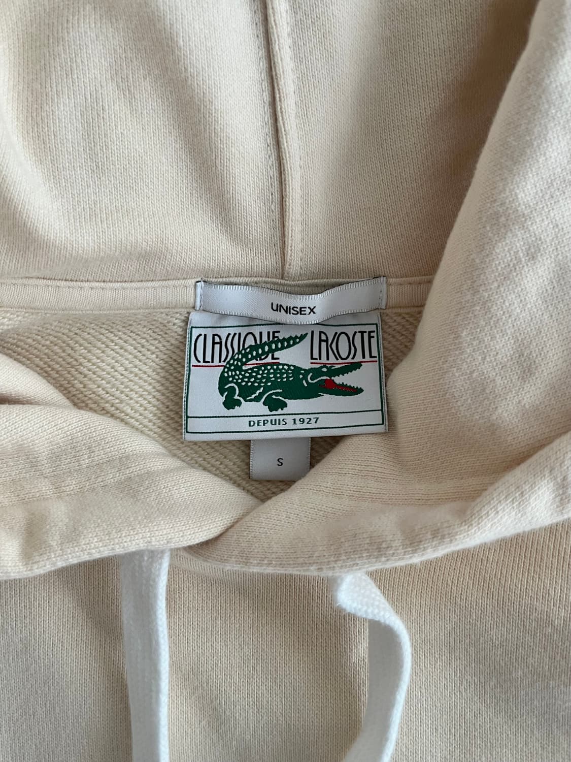 S) 라코스테 남녀공용 후드 티셔츠 크림 상품이미지4