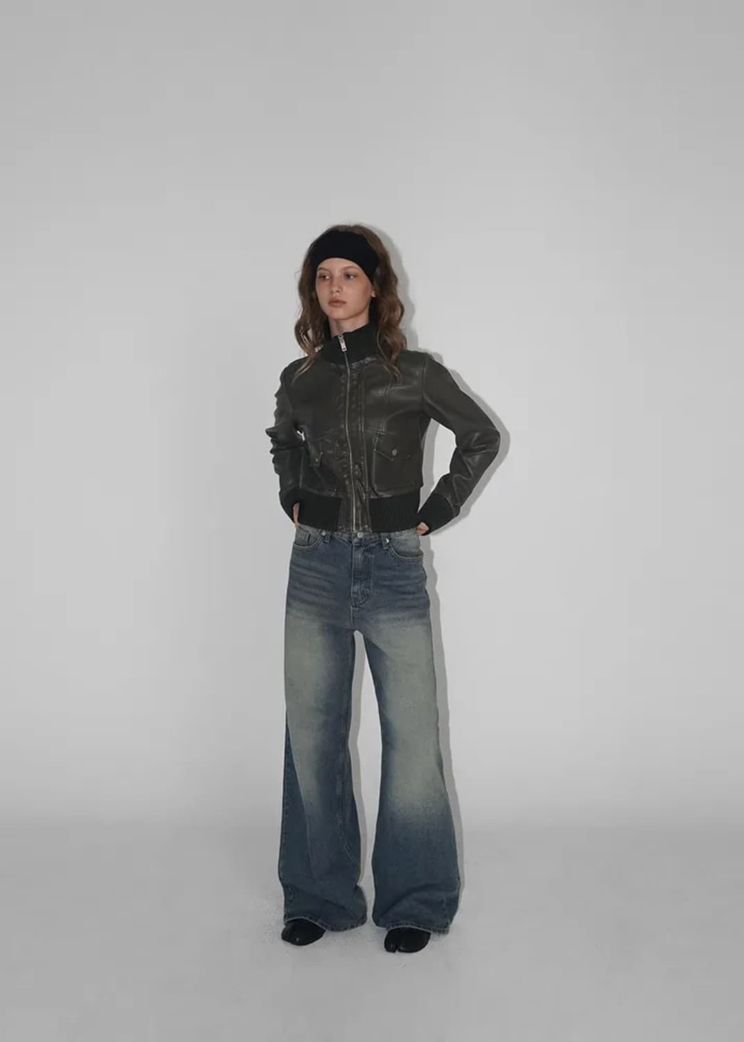 블랙업 이본 시보리 레더 점퍼 블랙 상품이미지3