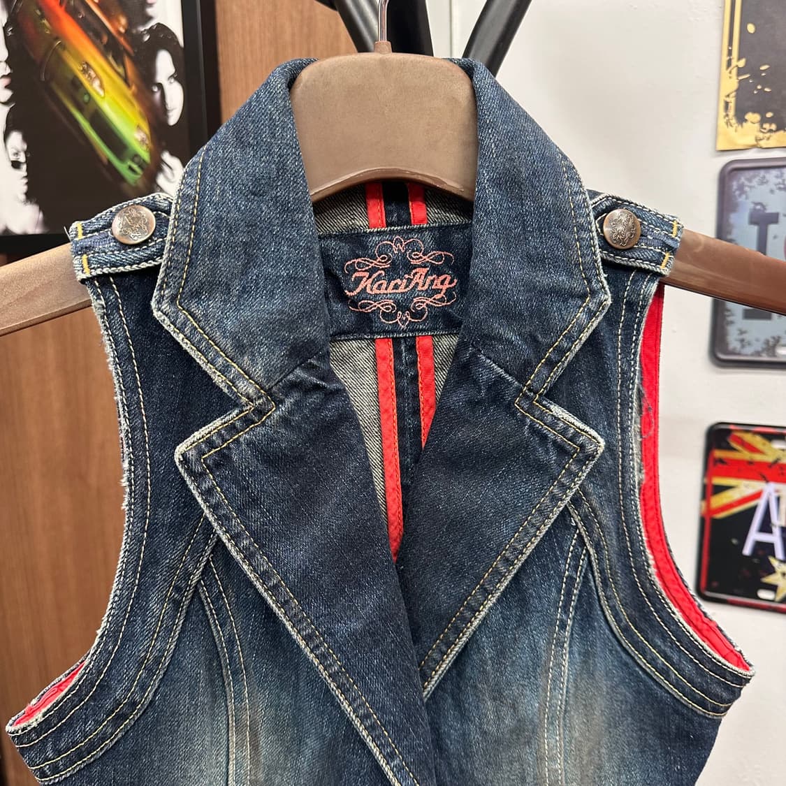 Y2K Stitch Detail Denim Vest  상품이미지3