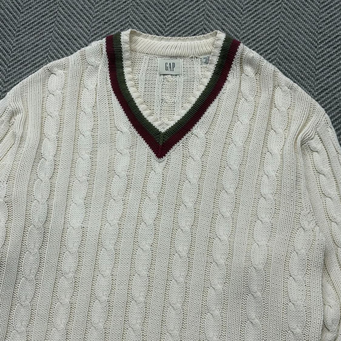 갭 코튼 브이넥 케이블 니트 v1943 상품이미지3