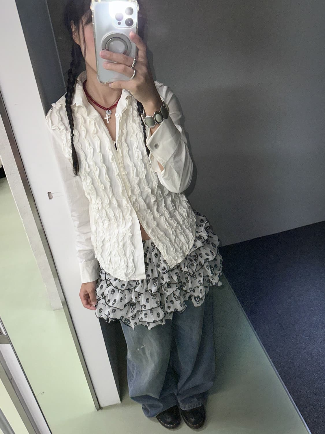 ivory frill pannel shirt 상품이미지2