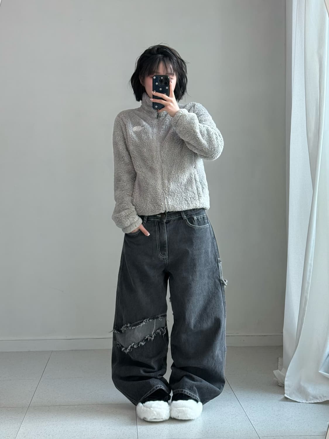 빈티지 패치 흑청 데님 팬츠 상품이미지5