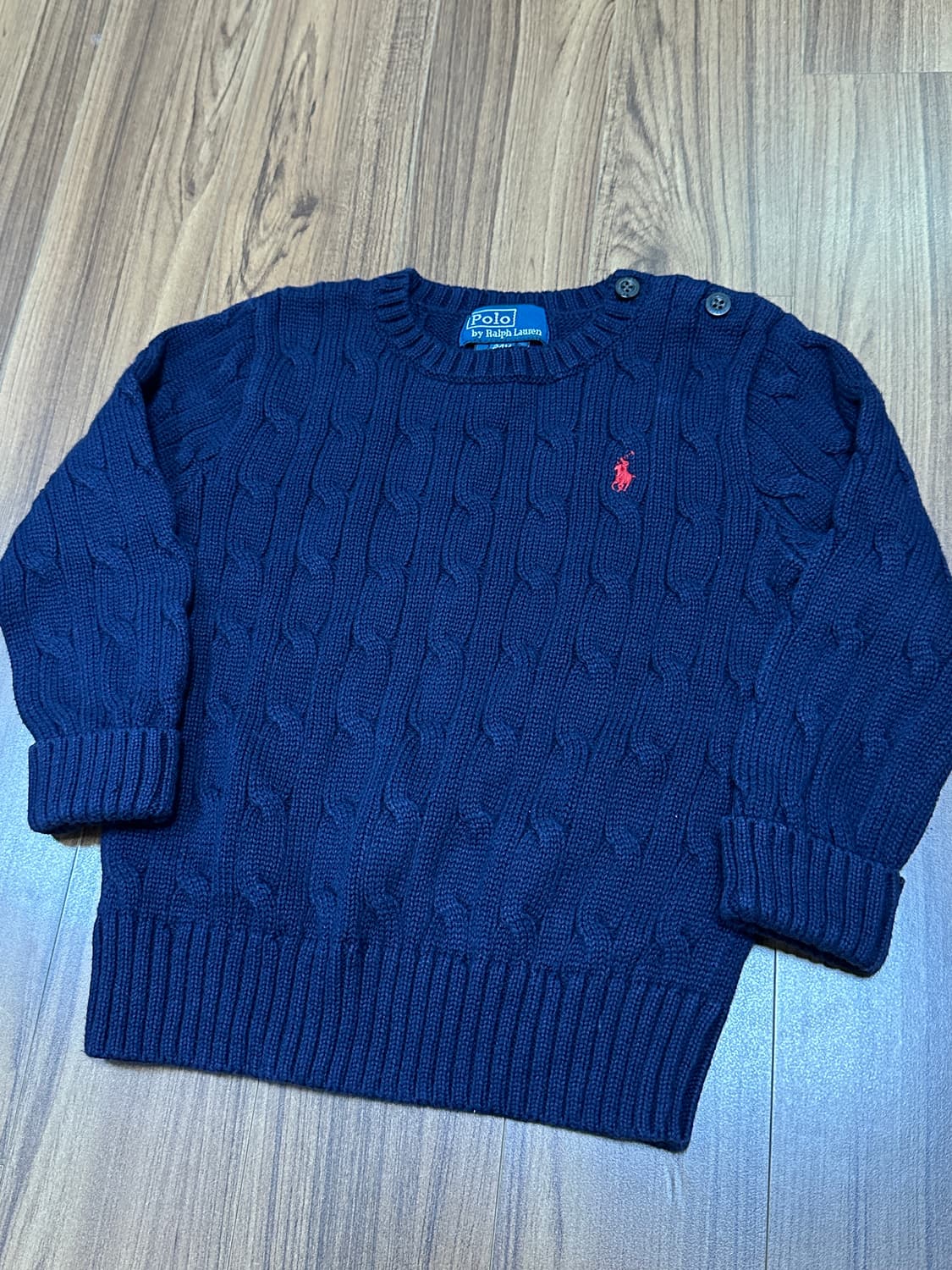 폴로 랄프로렌 베이비 네이비 꽈배기 니트 24M 상품이미지2