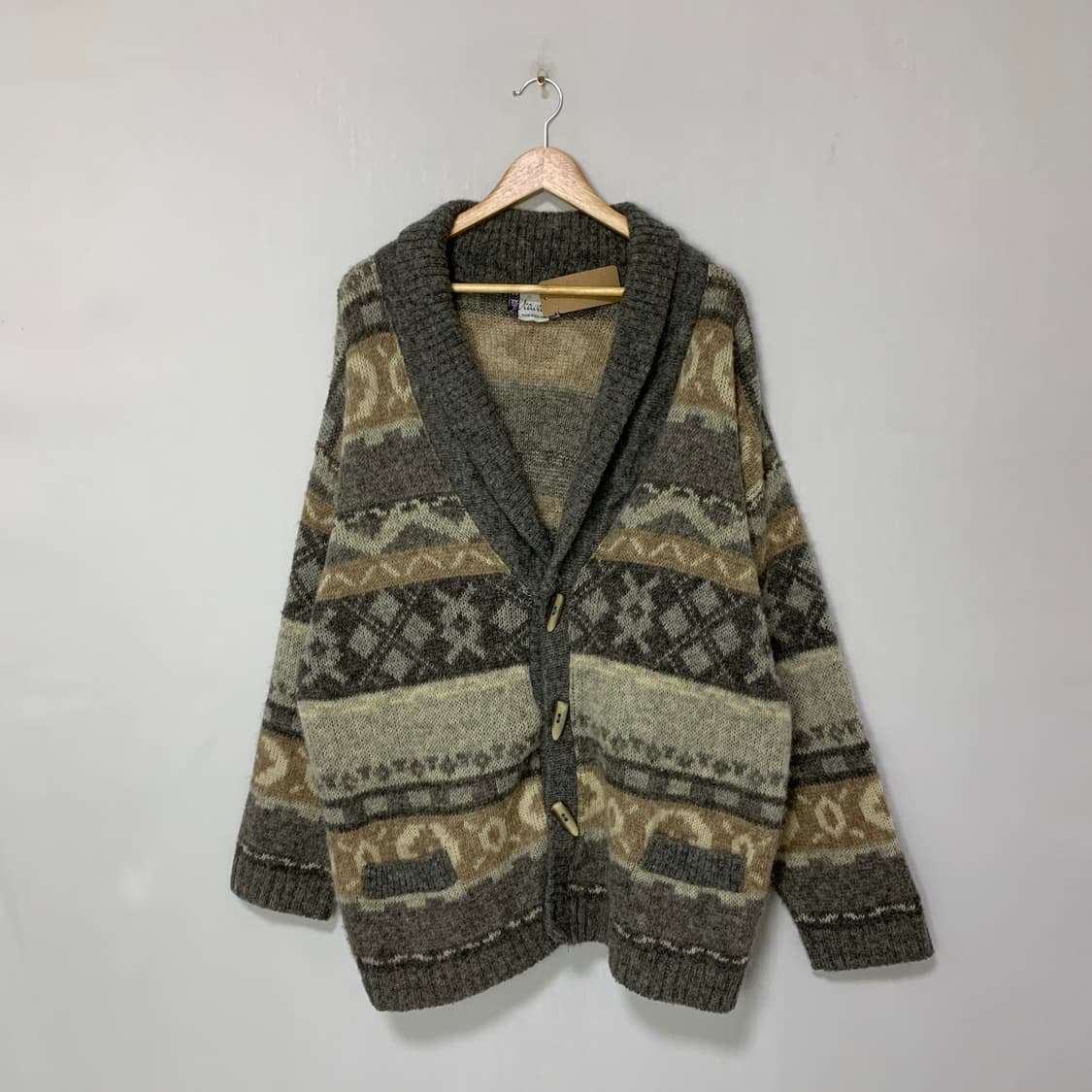 JPN 일본 빈티지 노르딕 패턴 더플 울니트 스웨터 가디건 남녀공용 상품이미지1
