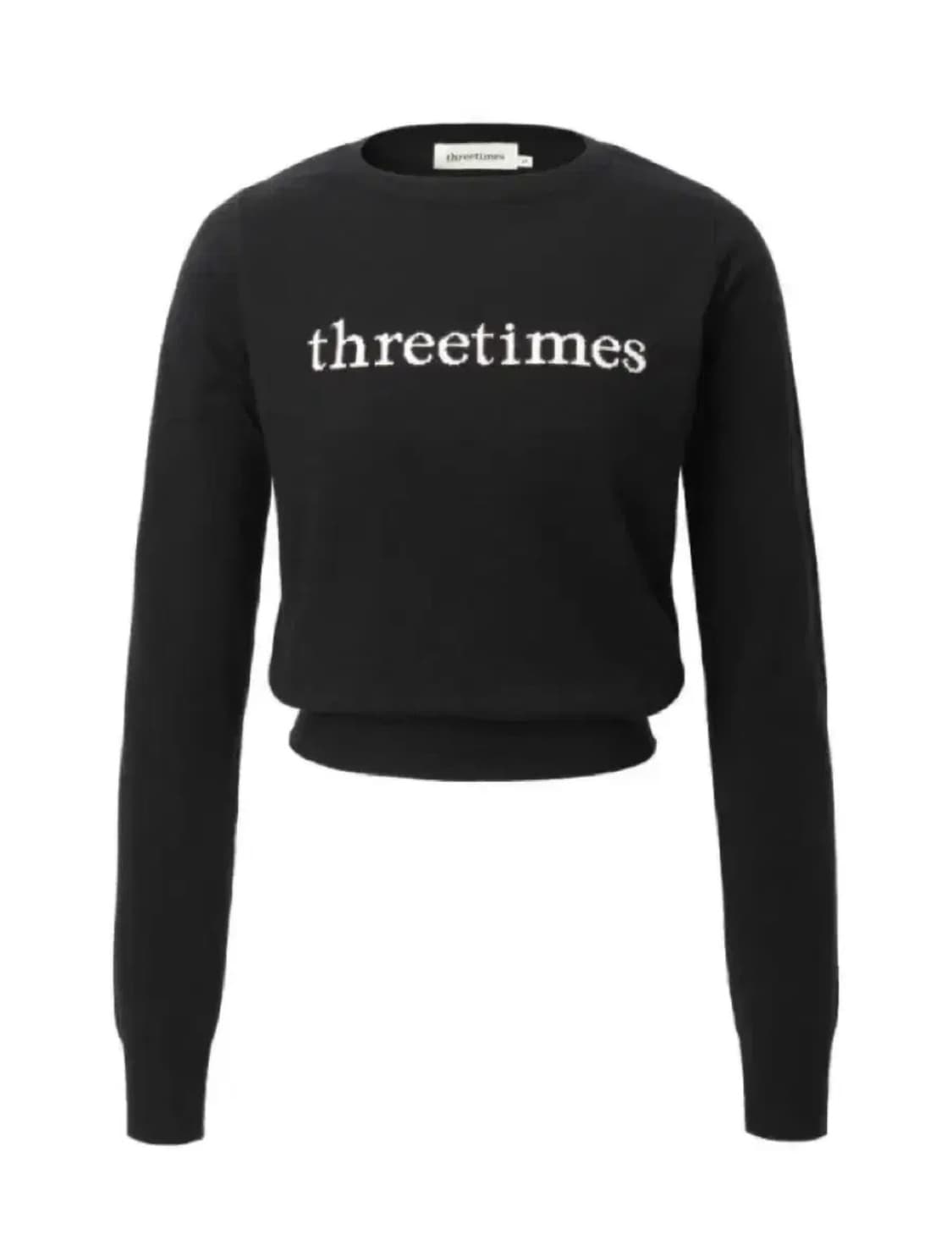 쓰리타임즈 클래식 핑크 로고 니트탑 블랙 S 상품이미지1