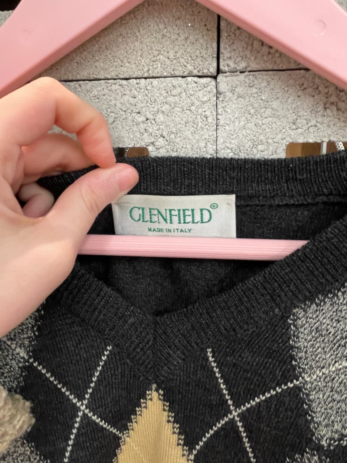1990s Italy 글렌필드 아가일 브이넥 니트 상품이미지6