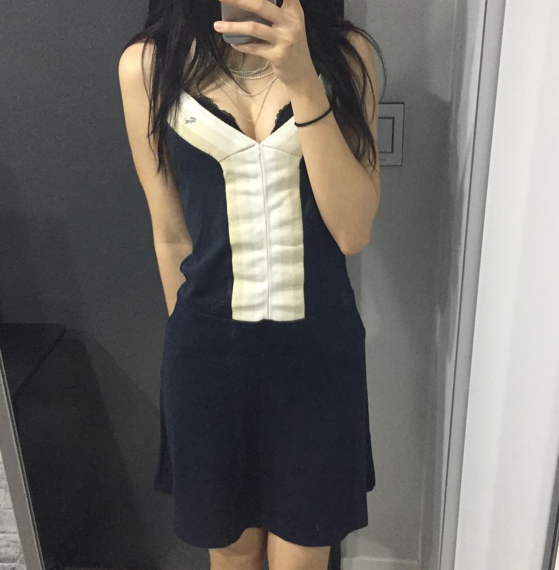 Lacoste 슬리브리스 끈나시 레이스새깅 슬립 원피스 상품이미지2