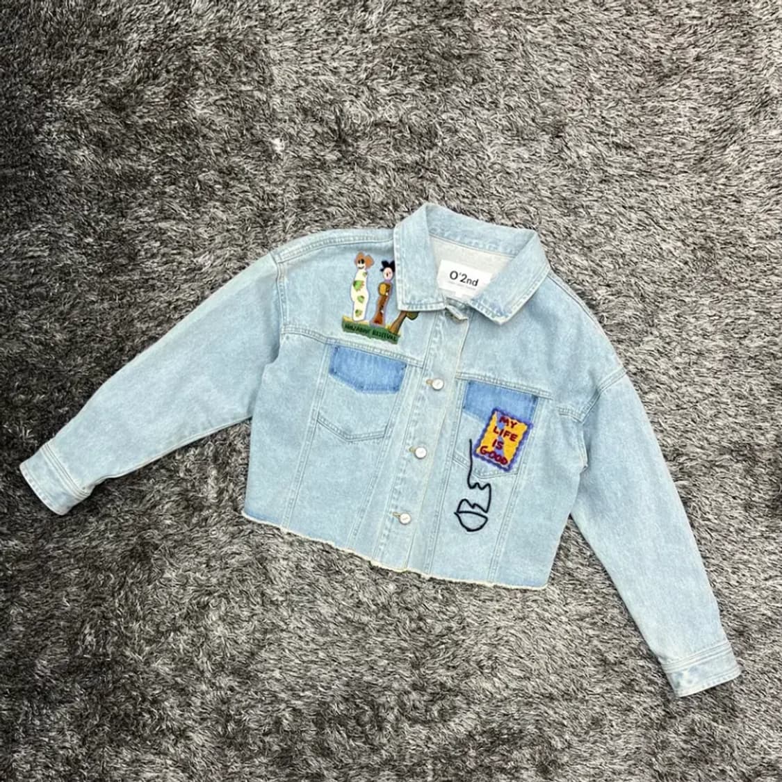 오즈세컨 여성 패치 데님 크롭 자켓 (0) 상품이미지1