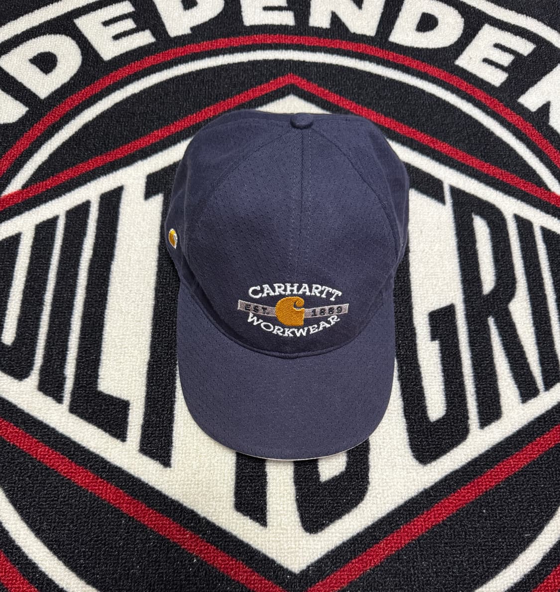 칼하트 워크웨어 로고 블루 훅 앤 루프 백 클로져 햇 상품이미지1