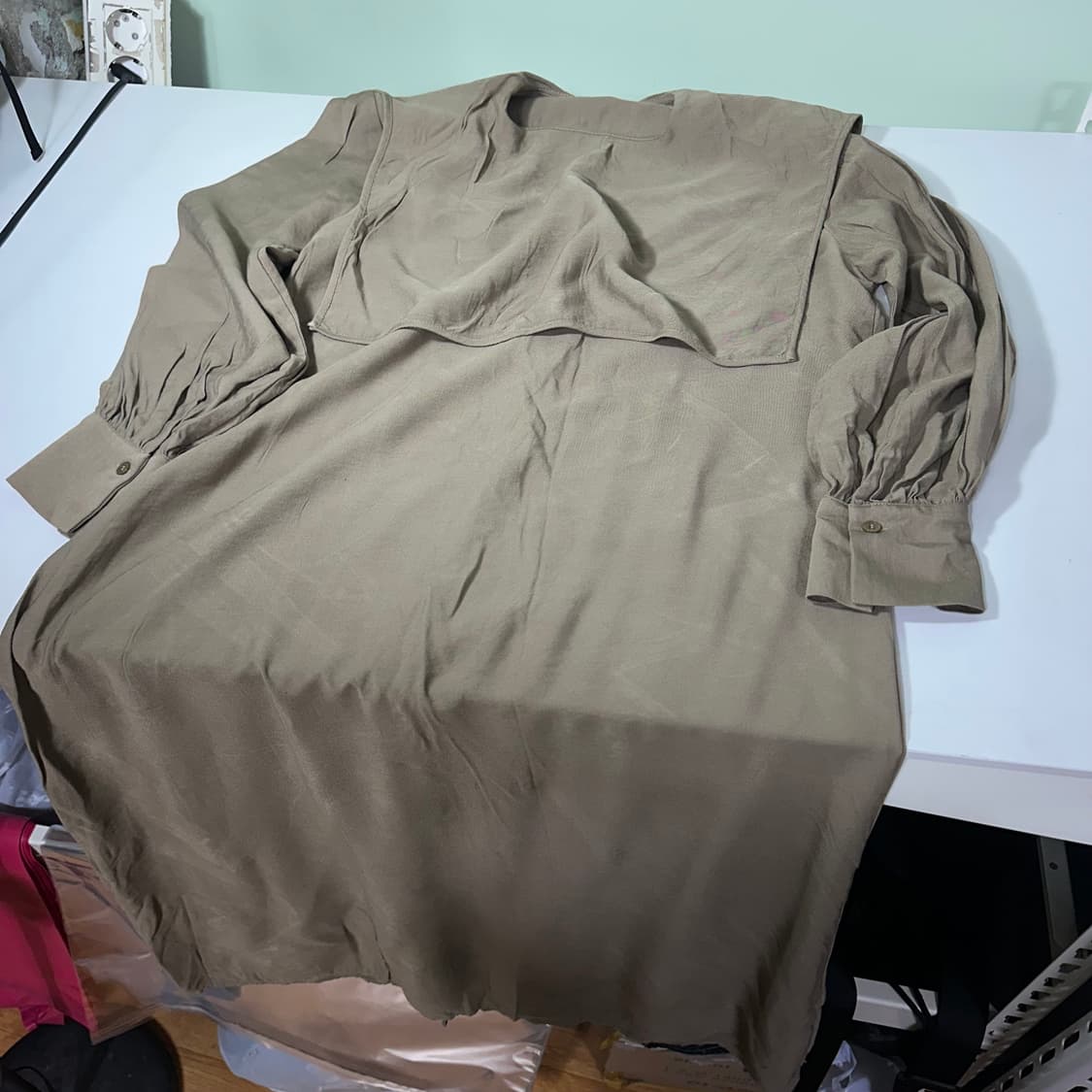 우먼OS 센스스페이스 라이트카키 루즈핏 오버핏 써머코튼 롱원피스 판매가  상품이미지5