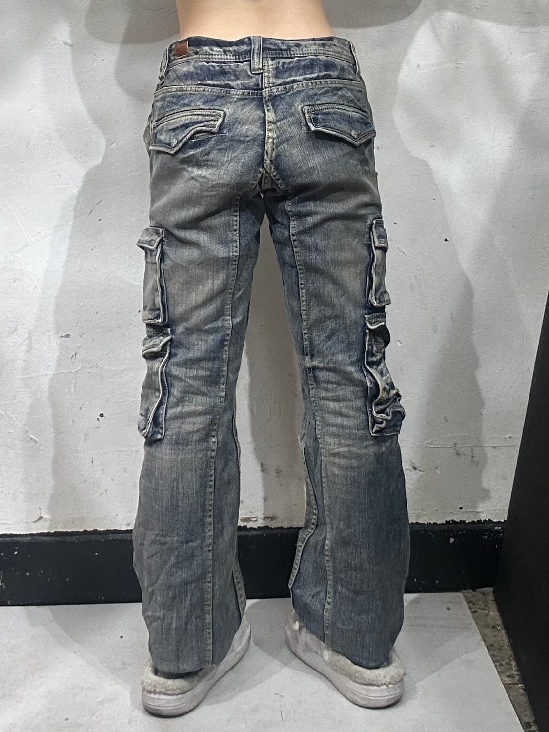 일본 빈티지 진청 대대장 멀티 포켓 라인 디테일 유틸리티 데님 카고 바지 상품이미지3