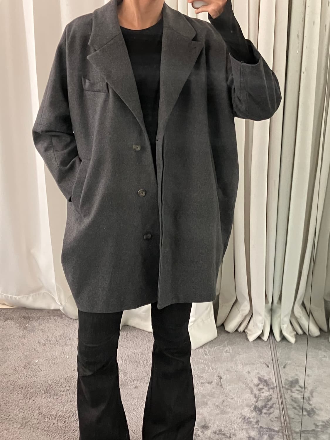 MM6 메종 마틴 마르지엘라 그레이 울 블렌드 코트 40 상품이미지5